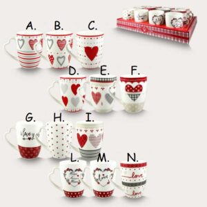 Tazza mug rosso con manico a cuore