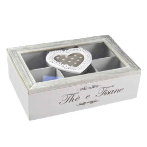 Scatola Thè e Tisane in legno con cuore