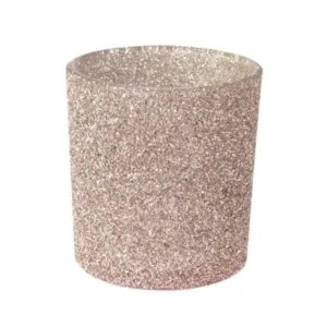 Porta candele rosa glitter