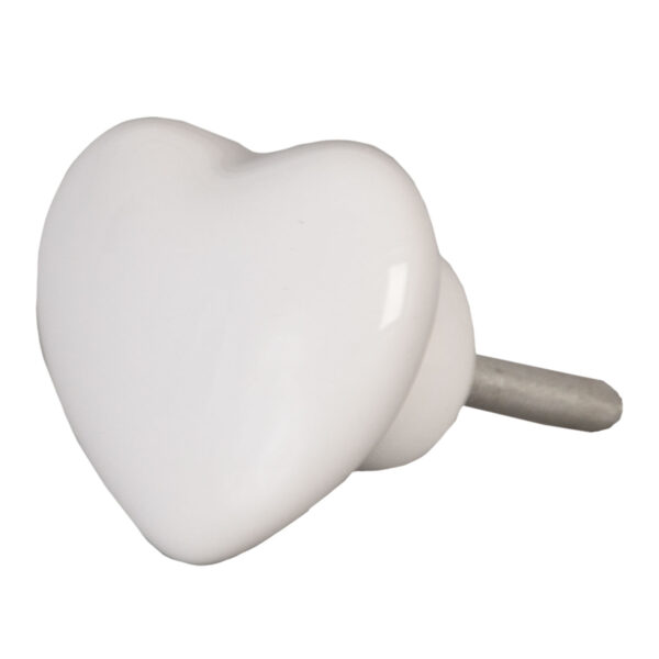 Pomello cuore in ceramica bianco