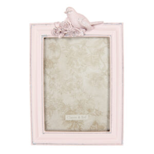 Cornice portafoto rosa con uccellino