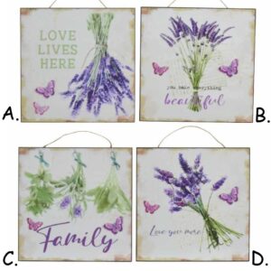Quadro in legno con farfalle e lavanda