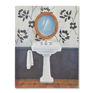 Quadro lavandino in canvas con specchio ovale