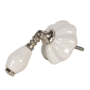 Pomello con pendente in ceramica bianco