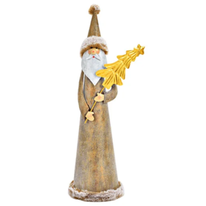Babbo Natale in metallo e ecopelliccia h.48cm