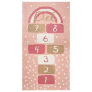 Tappeto bambina rosa e oro lurex con gioco
