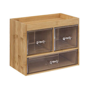 Porta trucchi/gioie con 4 cassetti in bamboo