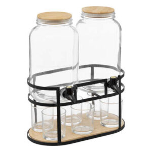 Set 2 dispenser da 3,3lt con supporto e 6 bicchieri