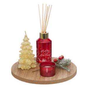 Set diffusore natale al profumo di "A fianco il caminetto" con candela albero e decori