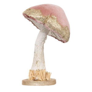 Fungo in velluto rosa con glitter h.26cm