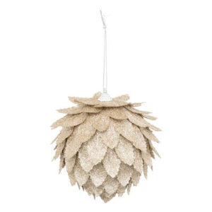 Palla pigna con foglie oro 10cm