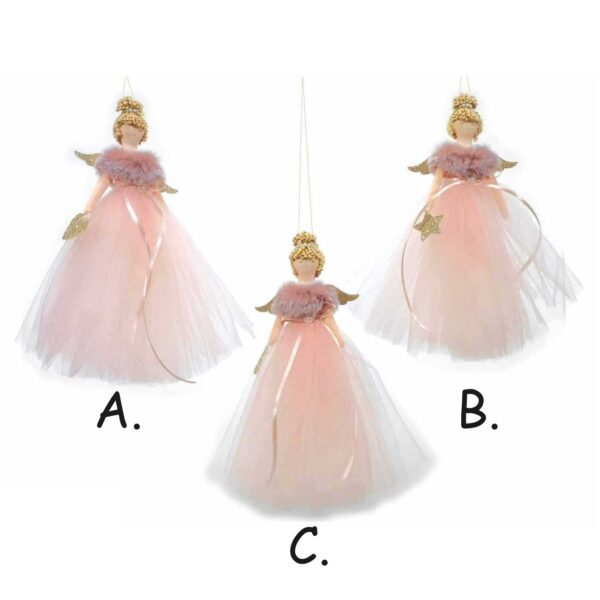 Angioletto con vestito di tulle rosa 23cm