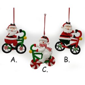 Appendino personaggio natalizio con bicicletta 12cm