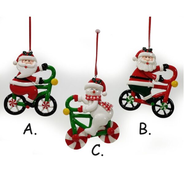 Appendino personaggio natalizio con bicicletta 12cm