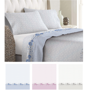 Completo letto matrimoniale in flanella antipilling Flowers