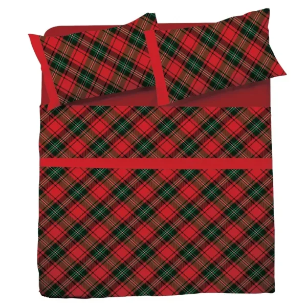 Completo letto Tartan rosso singolo/piazza e mezza