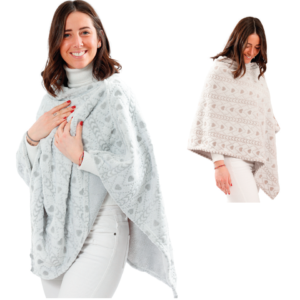 Poncho plaid con cuoricini