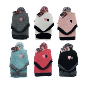 Completo berretto e sciarpa bimba con cuori
