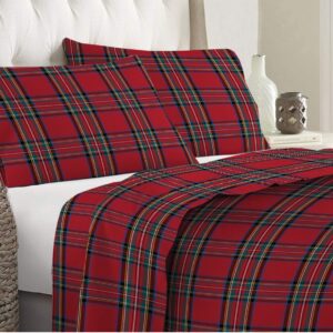 Completo letto in flanella antipilling Tartan rosso singolo/matrimoniale