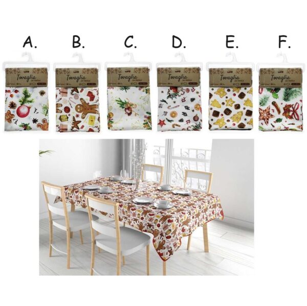 Tovaglia antimacchia fantasia natalizia 140x180/140x240cm