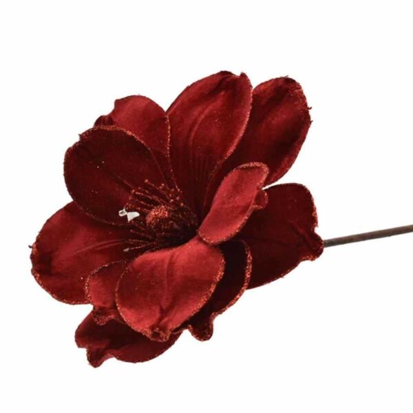 Fiore rosso in velluto con glitter, perfetto per decorazioni natalizie