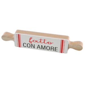 Decorazione mattarello in legno "Fatto con amore"