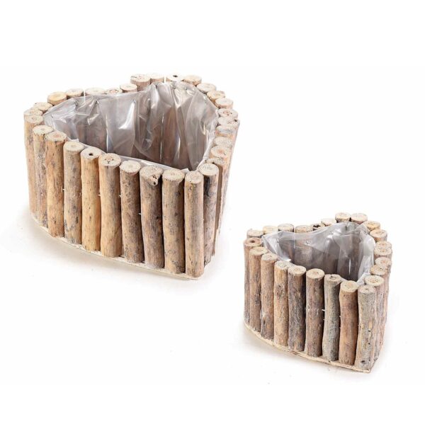 Cestino portapiante a forma di cuore in legno