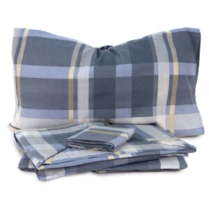 Completo letto singolo tartan blu