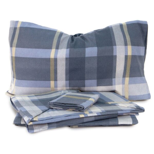 Completo letto singolo tartan blu