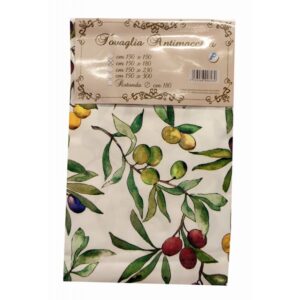 Tovaglia antimacchia con olive 150x150cm