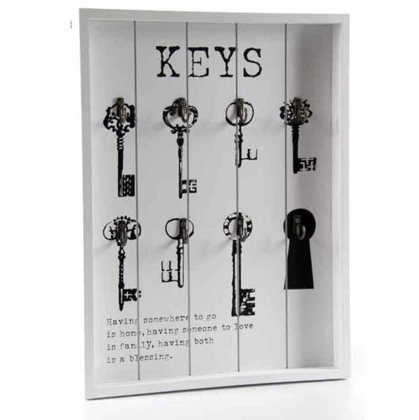 Appendichiavi Keys in legno bianco shabby