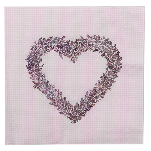 Tovaglioli con cuore lavanda
