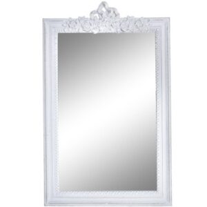 Specchio in legno bianco shabby con roselline