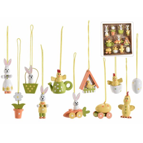 Scatola con 11 decorazioni Pasquali in legno