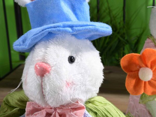 Coniglio in morbido pelo con abiti, fiore o carota 70cm - immagine 2