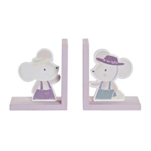 Set 2 fermalibri lilla con topini
