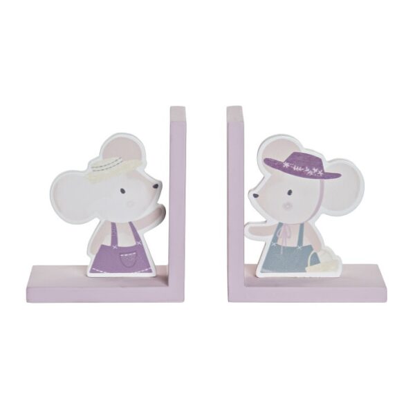 Set 2 fermalibri lilla con topini