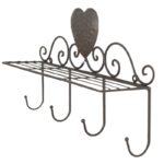 Mensola cuore con ganci marrone corten - immagine 2