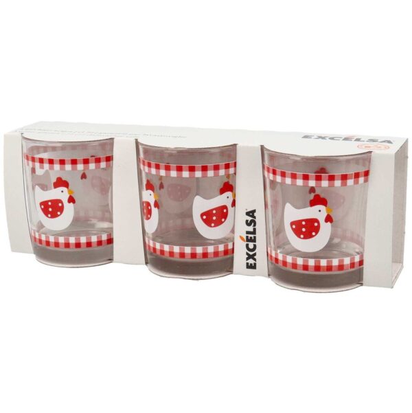 Confezione 3 bicchieri galline