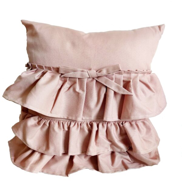 Cuscino triplo volant rosa