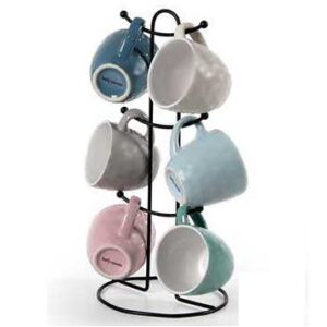 Set 6 tazzine da caffè colorate con supporto