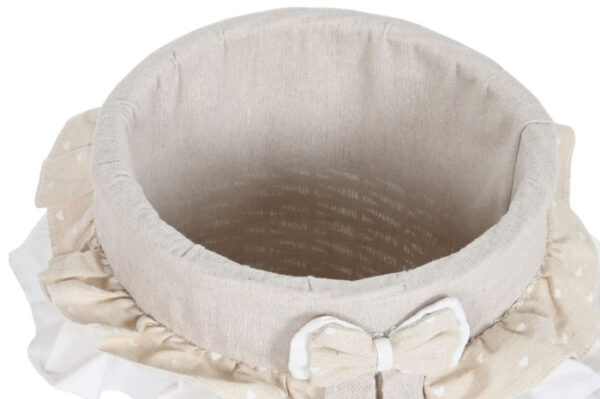 Cesta in vimini con fiocco, balza e orsetto - immagine 3
