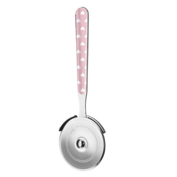 Rotella pizza in acciaio inox con cuoricini rosa – Neva