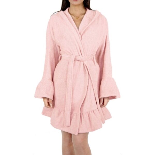 Accappatoio in spugna con frill rosa