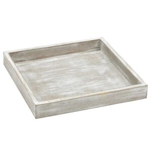 Vassoio quadrato in legno grigio e bianco shabby