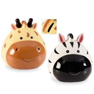 Salvadanaio giraffa/zebra in ceramica