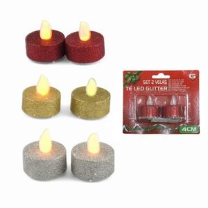 Set due candele Tè led glitter