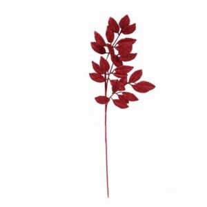 Ramo di foglie rosso glitter h.85cm