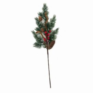 Ramo di pino con pigne e bacche rosse h.23cm