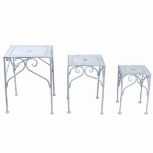 Tavolino quadrato S in ferro bianco shabby